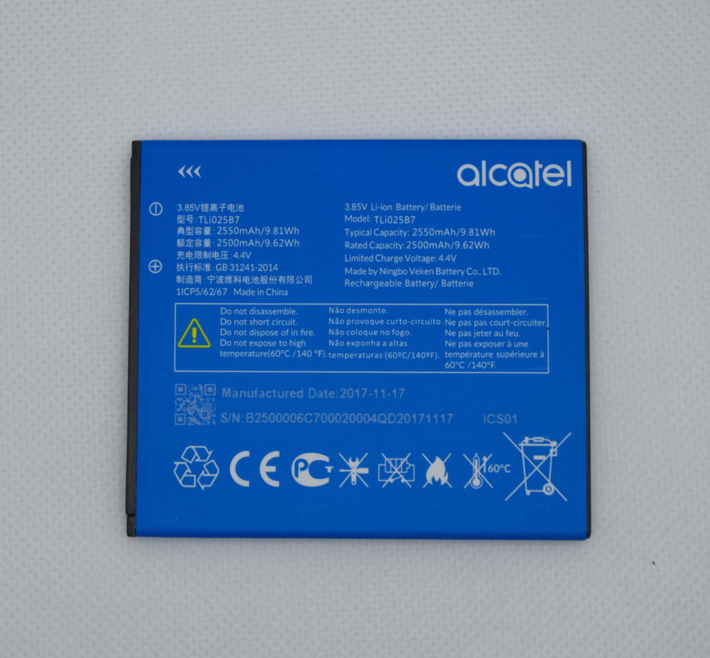 Аккумулятор Alcatel A3 PLUS 5011A (TLi025B7) (снятый,оригинал) — изображение 2