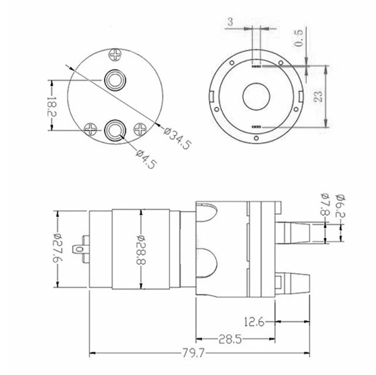 Насос мембранный R365 для DIY DC 6-12 В, 1.5-2 л/мин — изображение 3