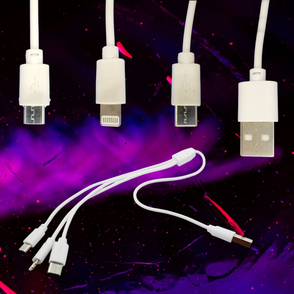 Кабель питания 3в1 "ГОРЫНЫЧ" USB - Type-C, Micro USB, Lightning (белый) — изображение 2